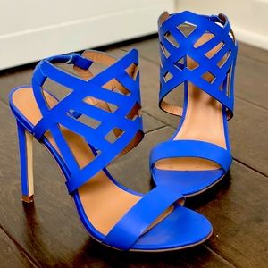 Fifth City blue strap leather heels size 6
